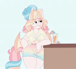 Size: 4042x3665 | Tagged: safe, artist:fizzlefer, derpibooru import, oc, oc:bitter glitter, unofficial characters only, anthro, bat pony, alcohol, cocktail, drink, glasses, image, jpeg, simple background, solo