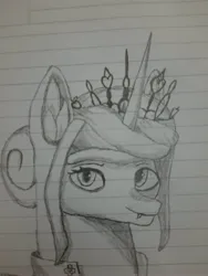 Size: 3000x4000 | Tagged: safe, artist:mrscroup, artist:mustaphatr, derpibooru import, oc, oc:rosa maledicta, unofficial characters only, pony, undead, unicorn, vampire, equestria at war mod, hair bun, image, jewelry, jpeg, lined paper, tiara, traditional art
