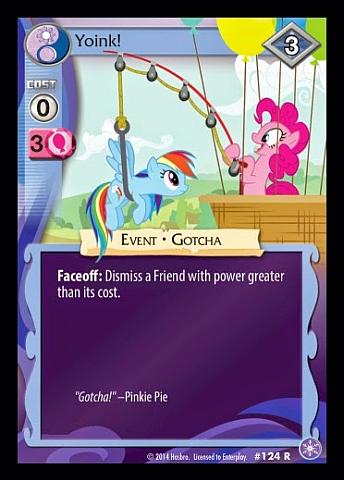 Size: 344x480 | Tagged: safe, derpibooru import, pinkie pie, rainbow dash, pinkie pride, balloon, caught, ccg, crystal games, duo, enterplay, fishing rod, image, jpeg, merchandise