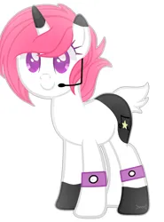 Size: 2007x2715 | Tagged: safe, artist:harusocoma, derpibooru import, pony, unicorn, cutie mark, headworn microphone, image, pink mane, png, purple eyes, short tail, simple background, solo, tail, white background, white coat