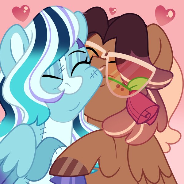 Size: 4000x4000 | Tagged: safe, artist:fizzlefer, derpibooru import, oc, unofficial characters only, pegasus, pony, duo, flower, glasses, gradient background, hug, image, jpeg, rose