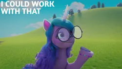 Size: 1920x1080 | Tagged: safe, derpibooru import, edit, edited screencap, editor:quoterific, screencap, izzy moonbow, my little pony: make your mark, my little pony: make your mark chapter 2, g5, glasses, image, izzy does it, png, solo