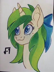 Size: 768x1024 | Tagged: safe, artist:art_alanis, derpibooru import, oc, oc:minty root, unofficial characters only, pony, bust, image, jpeg, solo, traditional art