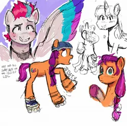 Size: 2048x2048 | Tagged: safe, artist:jetsetu, derpibooru import, sunny starscout, zipp storm, duo, g5, image, jpeg, roller skates, skates