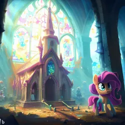 Size: 1024x1024 | Tagged: safe, derpibooru import, machine learning generated, pony, church, cross, image, jpeg