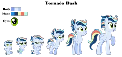 Size: 3548x1660 | Tagged: safe, artist:siriussentry, derpibooru import, oc, oc:tornado dash, pegasus, pony, 5-year-old, age progression, baby, baby pony, base used, female, filly, foal, image, mare, offspring, older, parent:rainbow dash, parent:soarin', parents:soarindash, png, simple background, transparent background