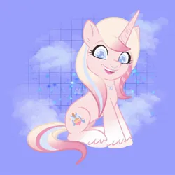 Size: 2048x2048 | Tagged: safe, artist:art_alanis, derpibooru import, oc, oc:jinty, unofficial characters only, pony, unicorn, image, jpeg, purple background, simple background, solo