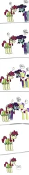 Size: 690x4096 | Tagged: safe, derpibooru import, dandy grandeur, hilly hooffield, turner mccolt, earth pony, pony, unicorn, blushing, boyfriend, clothes, crushing, female, gay, hat, hooffield family, image, male, mare, mccolt family, open mouth, png, talking