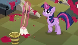 Size: 2318x1351 | Tagged: safe, derpibooru import, screencap, twilight sparkle, pony, unicorn, season 2, the last problem, cleaning, cropped, female, image, magic, mare, mop, png, solo, telekinesis, unicorn twilight