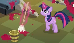 Size: 2042x1203 | Tagged: safe, derpibooru import, screencap, twilight sparkle, pony, unicorn, season 2, the last problem, cleaning, cropped, female, image, magic, mare, mop, png, solo, telekinesis, unicorn twilight