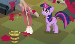 Size: 2044x1203 | Tagged: safe, derpibooru import, screencap, twilight sparkle, pony, unicorn, season 2, the last problem, cleaning, cropped, female, image, magic, mare, mop, png, solo, telekinesis, unicorn twilight