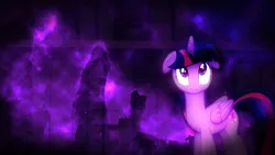 Size: 1920x1080 | Tagged: dead source, safe, artist:m24designs, artist:mamandil, derpibooru import, edit, twilight sparkle, twilight sparkle (alicorn), alicorn, pony, female, galaxy, image, looking up, mare, night, png, smiling, solo, space, wallpaper, wallpaper edit