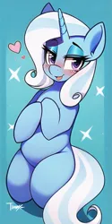 Size: 512x1024 | Tagged: safe, derpibooru import, machine learning generated, novelai, stable diffusion, trixie, pony, unicorn, blushing, cute, diatrixes, female, heart, horn, image, looking at you, mare, png, solo, sparkles