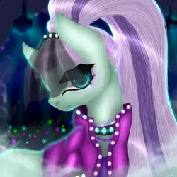 Size: 1024x1024 | Tagged: safe, artist:kinjareta, derpibooru import, coloratura, earth pony, pony, clothes, collar, countess coloratura, female, image, jacket, jpeg, looking at you, mare, musician, night, side view, solo