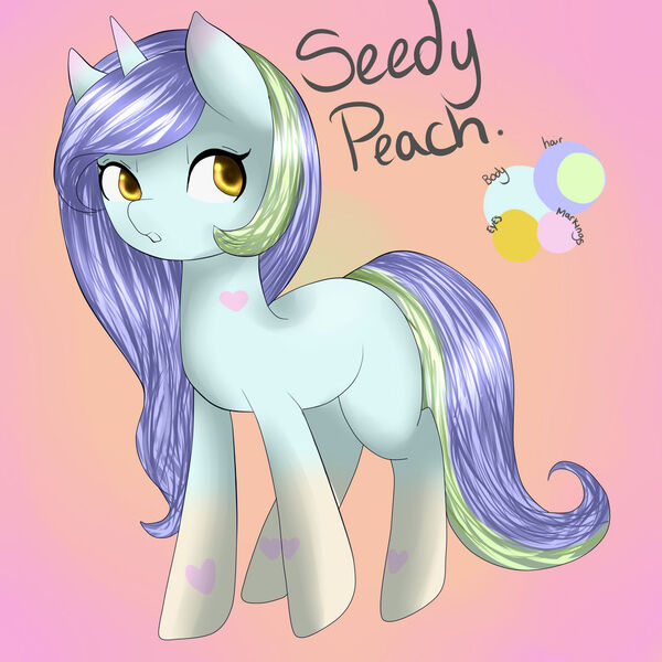 Size: 1024x1024 | Tagged: safe, artist:kinjareta, derpibooru import, oc, oc:seedy peach, unofficial characters only, pony, unicorn, contest entry, female, icon, image, jpeg, looking at you, mare, multicolored hair, reference, solo