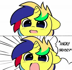 Size: 2048x1994 | Tagged: safe, artist:kittyrosie, derpibooru import, oc, unicorn, angry dog noises, horn, image, jpeg, meme, open mouth, unicorn oc