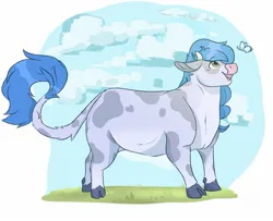 Size: 1643x1337 | Tagged: safe, artist:jezebel_remedy, derpibooru import, oc, unofficial characters only, cow, cloud, cow oc, grass, image, jpeg, sky, solo