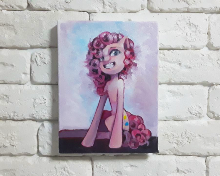 Size: 900x720 | Tagged: safe, artist:made_by_franch, derpibooru import, pinkie pie, pony, acrylic painting, image, png, smiling, solo, traditional art