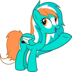 Size: 814x811 | Tagged: safe, artist:sollace, derpibooru import, oc, oc:phoenix redtail, pegasus, pony, .svg available, cute, derpibooru exclusive, happy, image, looking back, open mouth, pegasus oc, png, simple background, solo, standing, talking to viewer, transparent background, vector, waving, wings