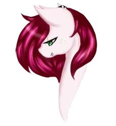 Size: 793x865 | Tagged: safe, artist:kinjareta, derpibooru import, oc, oc:strawberry glimmer, unofficial characters only, bat pony, bat pony oc, bat wings, bust, fangs, image, looking offscreen, png, simple background, solo, transparent background, wings