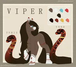 Size: 4096x3607 | Tagged: safe, artist:mantequiademani, derpibooru import, oc, unofficial characters only, original species, pony, snake, image, jpeg, reference sheet, solo