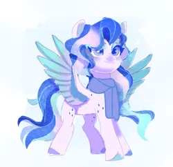 Size: 1140x1104 | Tagged: safe, artist:irusumau, derpibooru import, oc, oc:rori, unofficial characters only, pegasus, pony, clothes, image, jpeg, scarf, simple background, solo