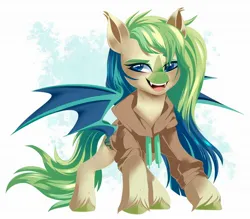 Size: 2048x1792 | Tagged: safe, artist:irusumau, derpibooru import, oc, unofficial characters only, bat pony, pony, clothes, hoodie, image, jpeg, solo