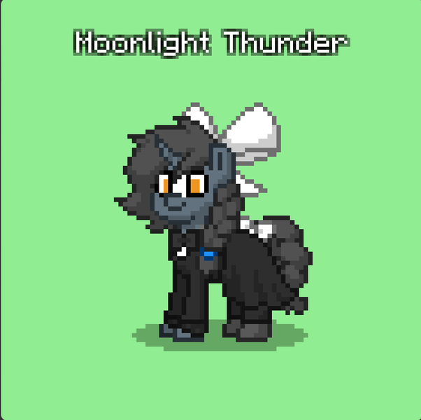 Size: 839x836 | Tagged: safe, derpibooru import, oc, oc:moonlight thunder, unofficial characters only, unicorn, bow, bowtie, braid, clothes, hair bow, horn, image, jpeg, tail, tail bow, unicorn oc