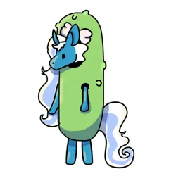 Size: 402x402 | Tagged: safe, artist:fiddlefiig, derpibooru import, oc, oc:fleurbelle, unofficial characters only, alicorn, pony, alicorn oc, bow, female, food, hair bow, horn, image, mare, pickle, png, simple background, solo, transparent background, wings