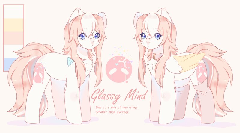 Size: 2400x1333 | Tagged: safe, artist:cofiiclouds, derpibooru import, oc, oc:glassy mind, unofficial characters only, pegasus, pony, image, jpeg, reference sheet, simple background, solo