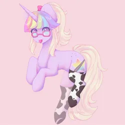 Size: 2000x2000 | Tagged: safe, artist:cofiiclouds, derpibooru import, oc, unofficial characters only, pony, unicorn, clothes, image, jpeg, pink background, simple background, socks, solo