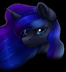 Size: 2628x2864 | Tagged: safe, artist:thatonegib, derpibooru import, princess luna, alicorn, pony, black background, ethereal mane, female, horn, image, jpeg, livestream, looking at you, simple background, solo