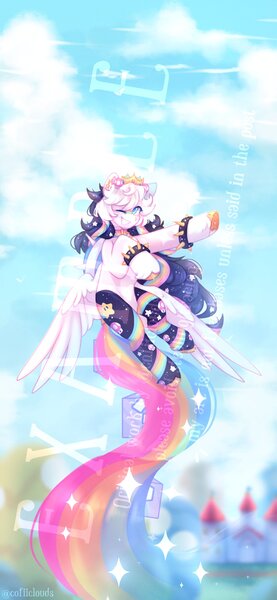 Size: 1080x2340 | Tagged: safe, artist:cofiiclouds, derpibooru import, oc, unofficial characters only, pegasus, pony, clothes, cloud, image, jpeg, sky, socks, solo