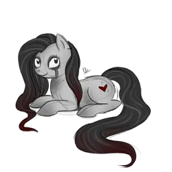 Size: 893x894 | Tagged: safe, artist:cloudbrownie, derpibooru import, oc, unnamed oc, unofficial characters only, earth pony, pony, female, image, long tail, looking at you, lying down, mare, png, solo, tail, teary eyes