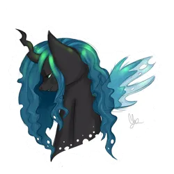 Size: 894x894 | Tagged: safe, artist:cloudbrownie, derpibooru import, queen chrysalis, changeling, bust, female, image, lipstick, looking offscreen, png, side view, simple background, solo, transparent background