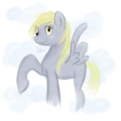 Size: 700x700 | Tagged: safe, artist:cloudbrownie, derpibooru import, derpy hooves, pegasus, pony, female, image, looking offscreen, mare, png, side view, simple background, smiling, solo, spread wings, transparent background, wings