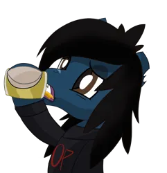 Size: 1750x1812 | Tagged: safe, artist:notadeliciouspotato, derpibooru import, oc, ponified, ponified:oliver sykes, pony, undead, zombie, zombie pony, alcohol, beer, bring me the horizon, bust, clothes, drinking, hoof hold, image, lidded eyes, long sleeves, male, open mouth, png, scar, shirt, simple background, solo, stallion, transparent background