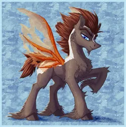 Size: 1225x1228 | Tagged: safe, artist:thatonegib, derpibooru import, oc, unofficial characters only, commission, derpibooru exclusive, half changeling, image, insect wings, jpeg, looking at you, raised hoof, smiling, solo, unshorn fetlocks, wings, ych result
