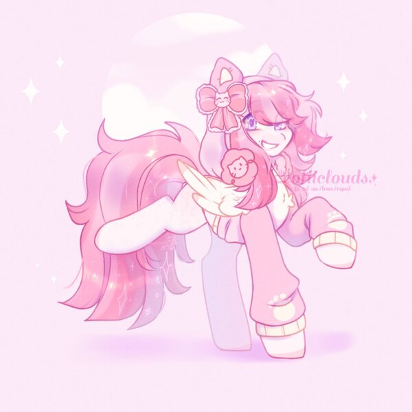 Size: 1000x1000 | Tagged: safe, artist:cofiiclouds, derpibooru import, oc, unofficial characters only, pegasus, pony, image, jpeg, pink background, simple background, solo