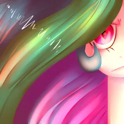 Size: 1024x1024 | Tagged: safe, artist:chandelurres, derpibooru import, princess celestia, alicorn, pony, angry, bust, female, image, jpeg, mare, solo