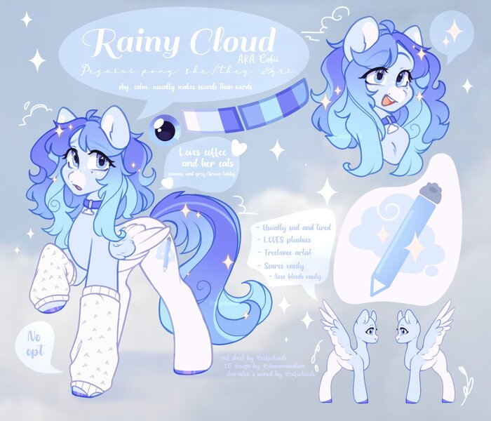 Size: 2100x1800 | Tagged: safe, artist:cofiiclouds, derpibooru import, oc, oc:rainy cloud, unofficial characters only, pegasus, pony, image, jpeg, reference sheet, solo