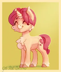 Size: 701x820 | Tagged: safe, artist:thatonegib, derpibooru import, oc, unofficial characters only, unicorn, chest fluff, cutie mark, eyes closed, fluffy, image, jpeg, smiling, solo, unshorn fetlocks