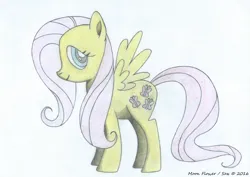 Size: 7016x4980 | Tagged: safe, artist:moon flower, derpibooru import, fluttershy, butterfly, insect, pegasus, pony, series:moon flower's fluttershy, friendship is magic, 2016, absurd resolution, arthropod, colored, colored pencil drawing, cutie mark, drawing, equine, fanart, female, fur, furbooru exclusive, hair, hasbro, hooves, image, looking at you, mammal, mane, mare, my little pony, pencil, pencil drawing, pink hair, pink tail, png, side view, signature, simple background, smiling, solo, solo female, spread wings, standing, stock vector, tail, traditional art, tutorial result, white background, wings, yellow fur