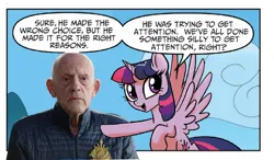 Size: 714x418 | Tagged: safe, derpibooru import, spoiler:comic23, image, png, spoilers for another series, the mandalorian, twilight justifies evil meme