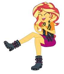 Size: 2498x2900 | Tagged: safe, artist:gmaplay, derpibooru import, sunset shimmer, equestria girls, equestria girls series, overpowered (equestria girls), absurd resolution, boots, clothes, hand on hip, image, pants, png, shoes, simple background, skirt, solo, transparent background, vest
