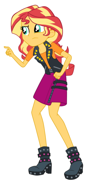 Size: 1900x3695 | Tagged: safe, artist:gmaplay, derpibooru import, sunset shimmer, equestria girls, equestria girls series, overpowered (equestria girls), absurd resolution, boots, clothes, hand on hip, image, pants, png, shoes, simple background, skirt, solo, transparent background, vest