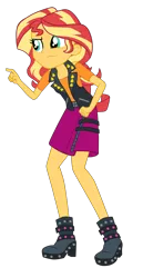 Size: 1900x3695 | Tagged: safe, artist:gmaplay, derpibooru import, sunset shimmer, equestria girls, equestria girls series, overpowered (equestria girls), absurd resolution, boots, clothes, hand on hip, image, pants, png, shoes, simple background, skirt, solo, transparent background, vest