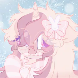 Size: 2048x2048 | Tagged: safe, artist:moonydropps, derpibooru import, oc, unofficial characters only, pony, unicorn, bow, candy, clothes, food, glasses, hair bow, horn, image, jpeg, pink eyes, scarf, socks, solo