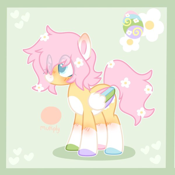 Size: 2048x2048 | Tagged: safe, artist:moonydropps, derpibooru import, oc, oc:spring steps, unofficial characters only, pegasus, pony, flower, flower in hair, hair, image, jpeg, male, mane, smiling, solo, stallion, tail, wings