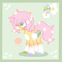 Size: 2048x2048 | Tagged: safe, artist:moonydropps, derpibooru import, oc, oc:spring steps, unofficial characters only, pegasus, pony, flower, flower in hair, hair, image, jpeg, male, mane, smiling, solo, stallion, tail, wings